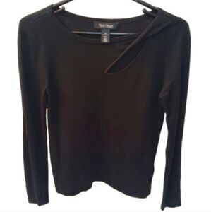 White House Black Market Long Sleeve Black Top | EUC | Peek-A-Boo Opening